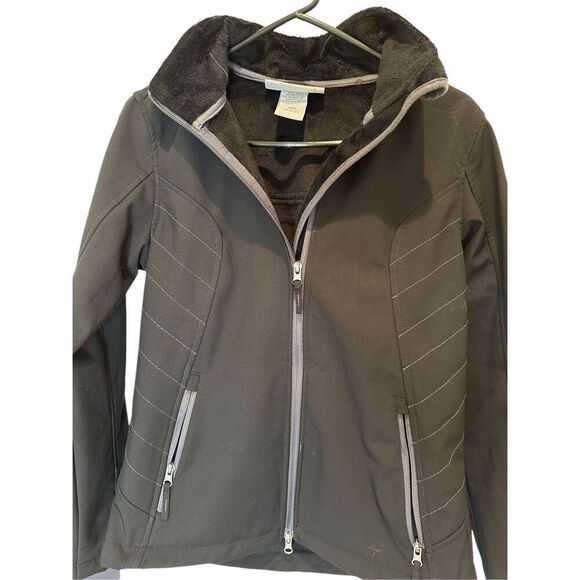 Free Country Softshell Faux Fur Lined Hooded Jacket Black Small - Picture 1 of 3